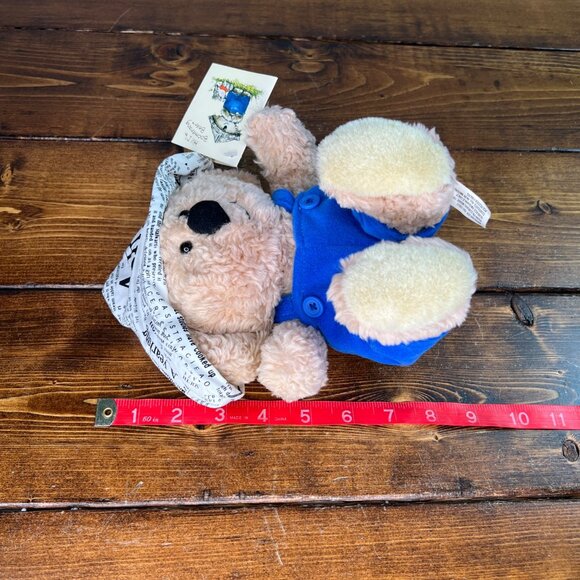 Boomerang Bear American Greetings Plush NWT Blue Overalls & Newsprint Hat - Picture 10 of 11